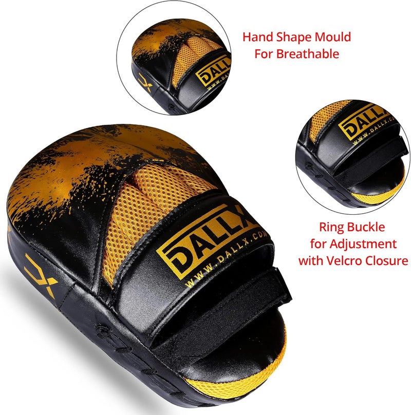 DALLX Sports Punch Mitts Target Focus Pads Hook and Jab Curved for MMA Training Martial Arts Karate Kickboxing Muay Thai with Adjustable Straps Ventilated - Image 3